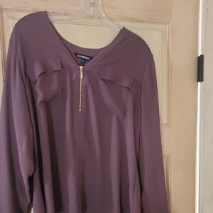 Express Women's Mauve And Purple Blouse with Zipper Detail